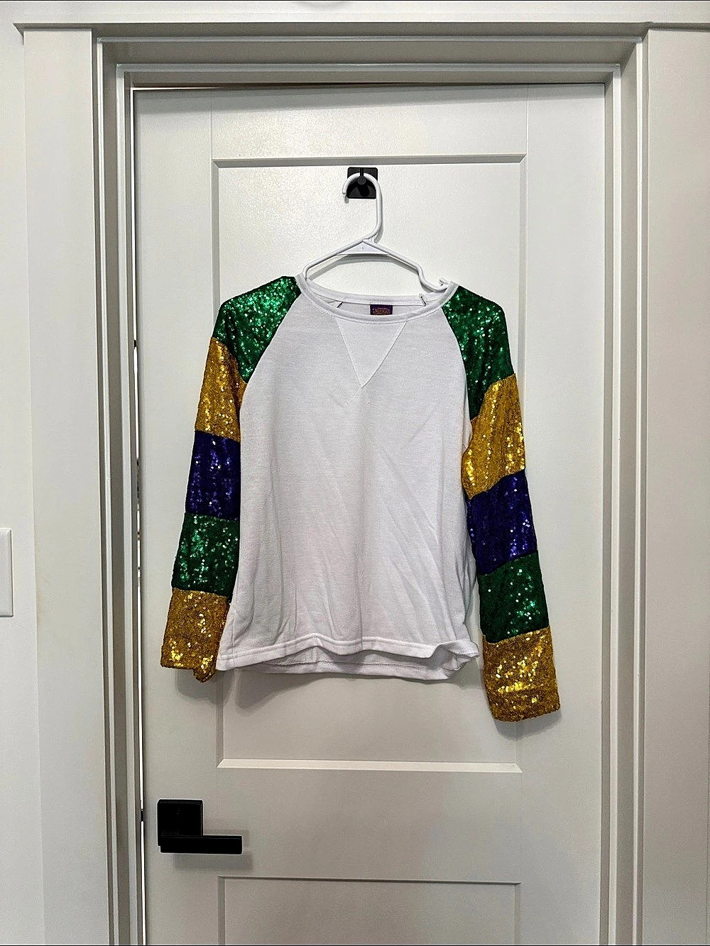 Color Block Sequin Long Sleeve Top